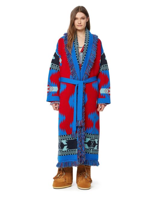 Alanui Red Icon Coat in Blue | Lyst
