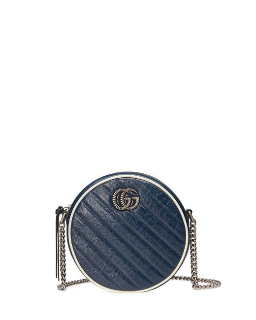 Mini borsa a spalla rotonda GG MarmontGucci in Pelle di colore Blu | Lyst