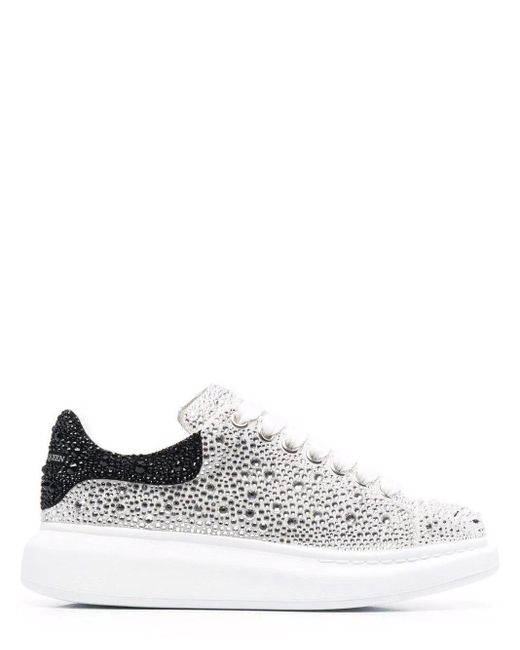 Alexander McQueen White Oversized Crystal-embellished Sneakers | Lyst