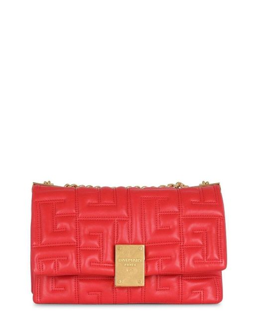 Balmain Red Quilted Soft 1945 Shoulder Bag | Lyst