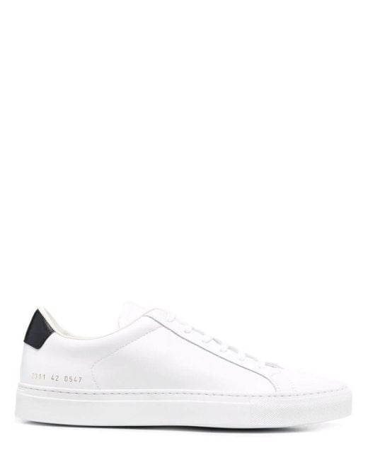 Common Projects White Retro Low Sneakers With Black Contrasting Heel ...