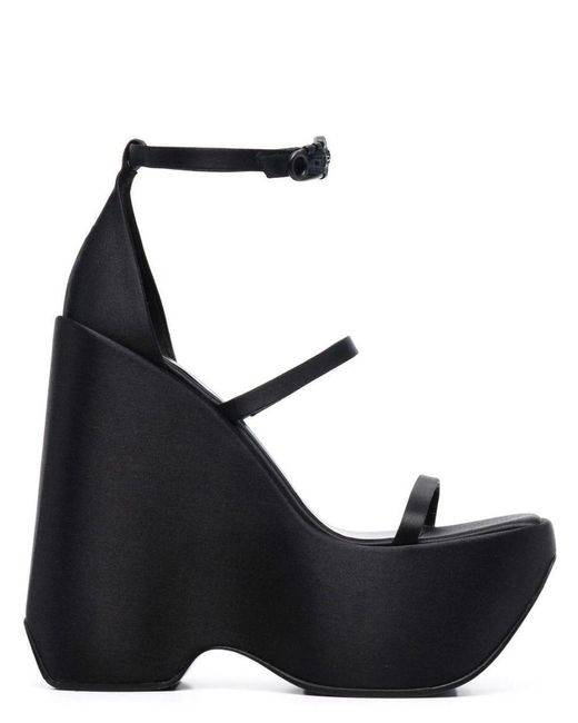 Versace Black Triplatform Strappy Sandals | Lyst