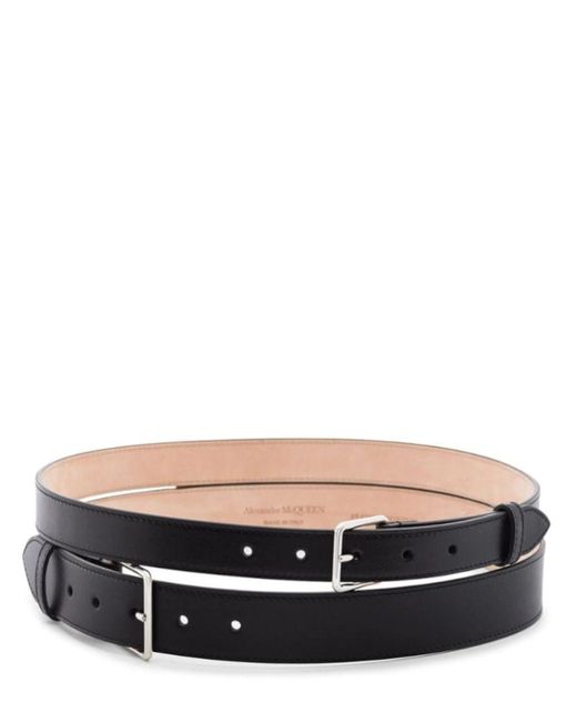 Alexander McQueen Double Buckle Black Belt Lyst