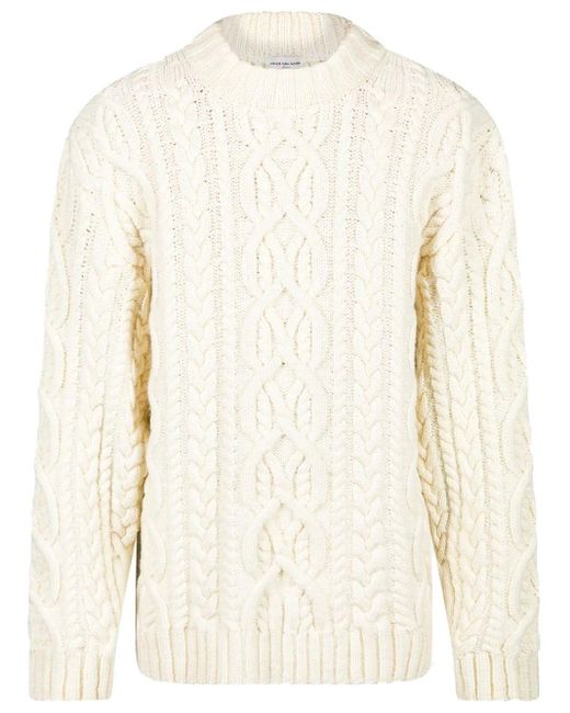 Dries Van Noten Oversized Cable Knit Sweater In Wool in Beige (Natural ...