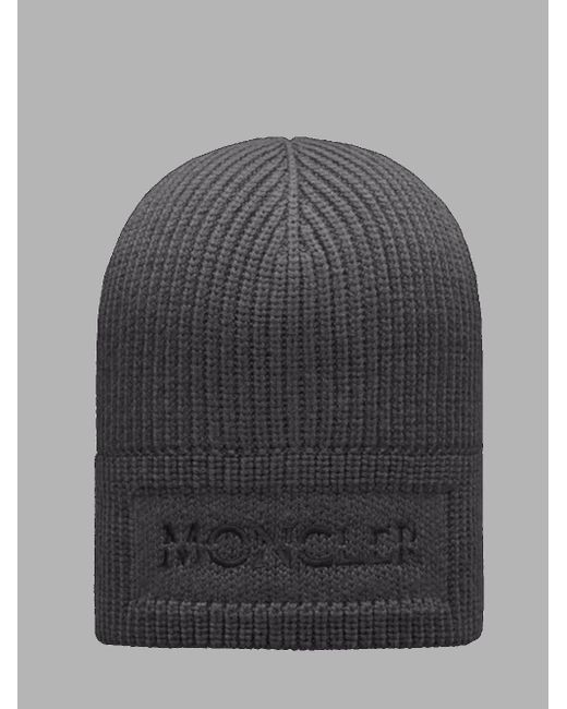 Moncler Grey Wool Beanie in Gray for 