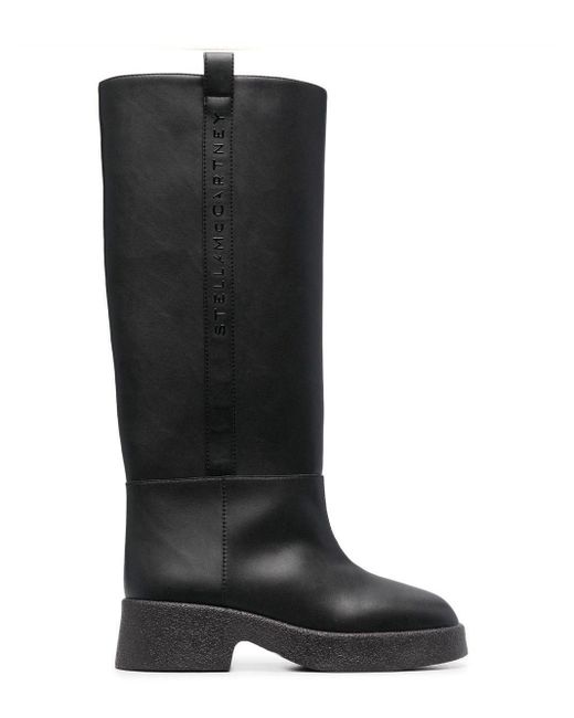 Stella McCartney Skyla Black Wellington Boots With Logo | Lyst
