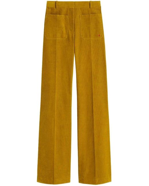 Victoria Beckham Alina Brown Tobacco Corduroy Wide-leg Trousers in ...