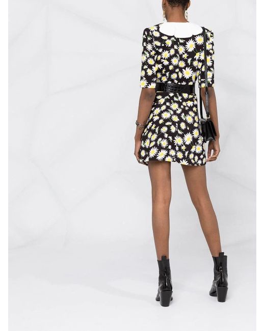 Saint Laurent Petal Collar Mini Dress In Daisy Sablé in Black | Lyst