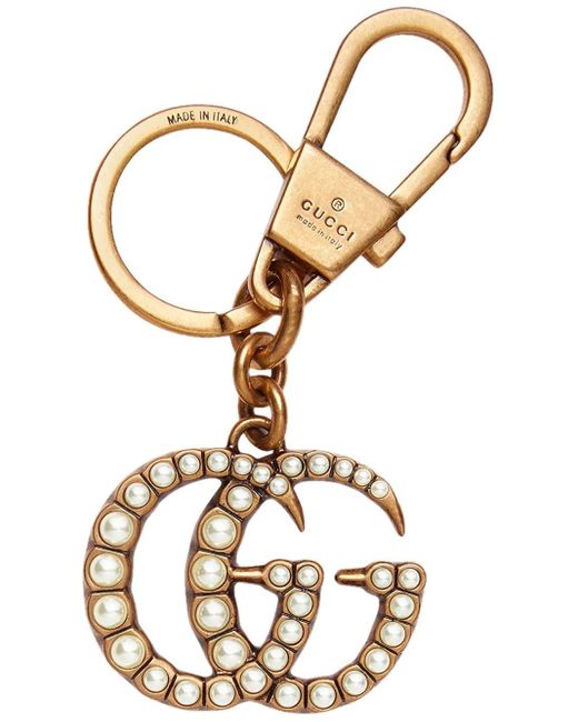 Gucci Pearlembellished Double G Key Ring in Metallic Lyst UK