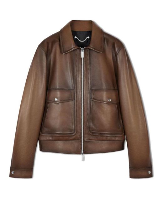 Berluti Patina Leather Brown Jacket for Men Lyst