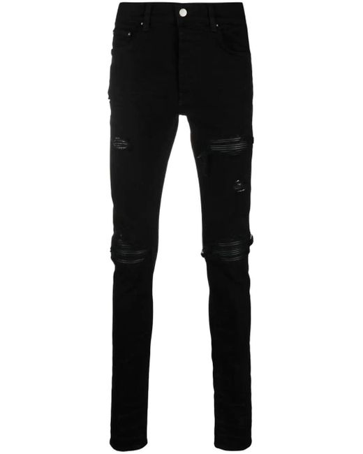 Amiri Denim Black Distressed-finish Ripped Skinny Jeans for Men | Lyst