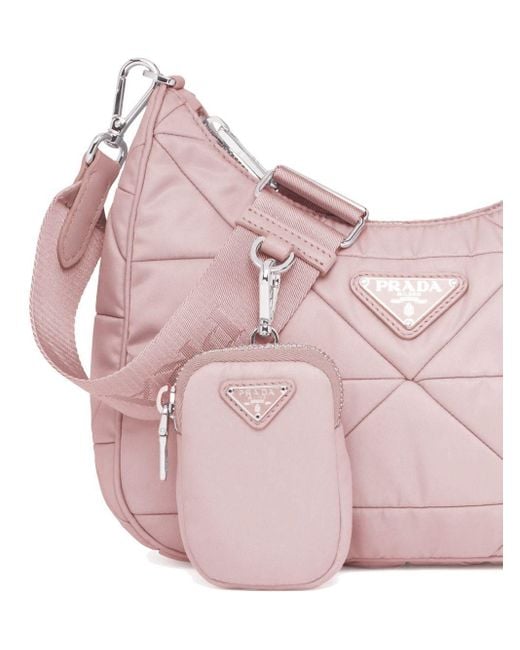 Prada Pink Re-nylon Padded Hobo Bag | Lyst