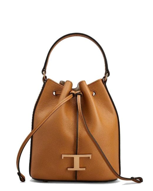 Tod's Timeless Bucket Bag In Leather Micro Brown Lyst Canada
