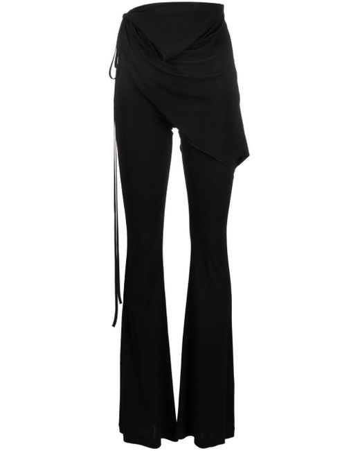 ANDREADAMO Black Elasticated Flared Trousers