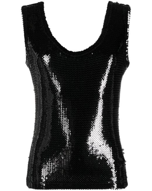 black sequin vest top