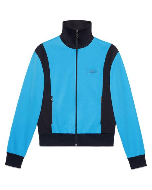 Gucci Tiger Patch Technical Jersey Jacket in Blue for Men | Lyst UK