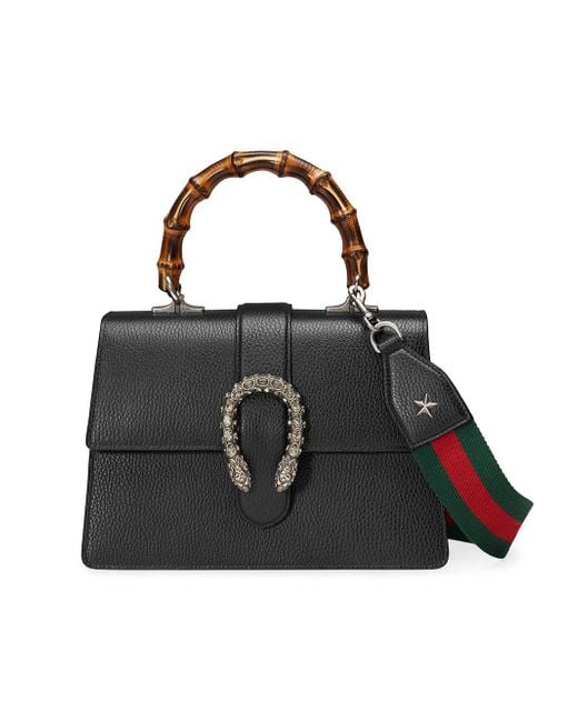 Gucci Dionysus Leather Top Handle Bag in Black | Lyst