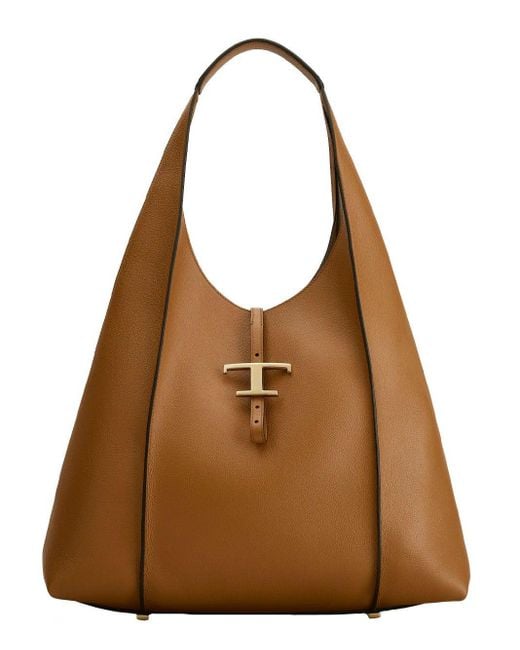 Tod's Timeless Hobo Bag In Leather Big in Brown Lyst