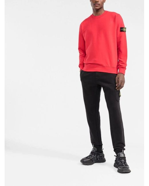 Stone Island Red Cotton Sweatshirt With Logo for Men | Lyst