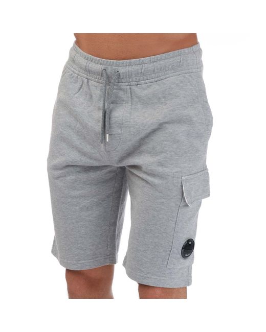 C P Company Gray Light Fleece Utility Shorts for men