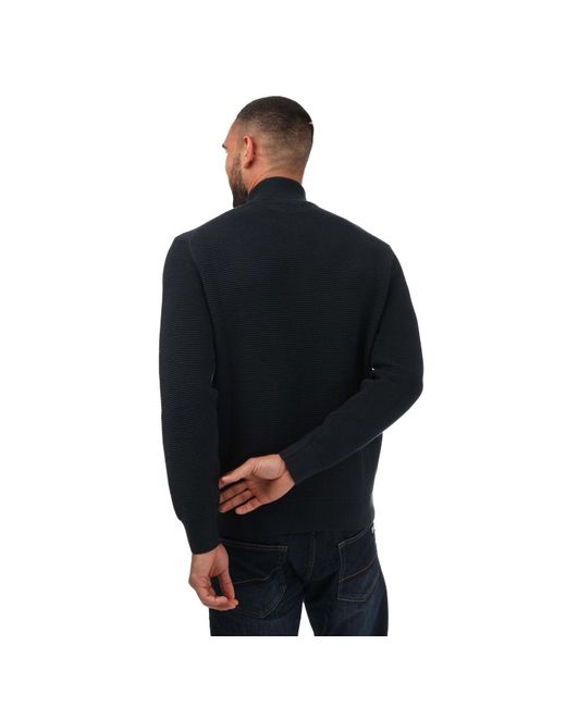 Gant Black Textured Cotton Half-zip Jumper for men