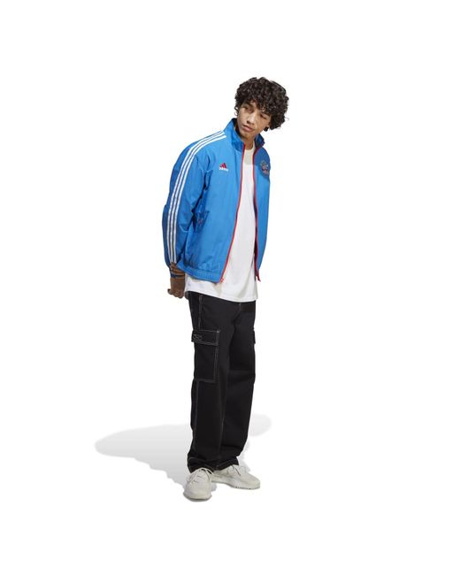 Adidas Blue Reversible Zip-Up Anthem Jacket for men