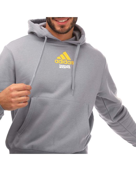 Adidas Gray Graphic Hoodie for men