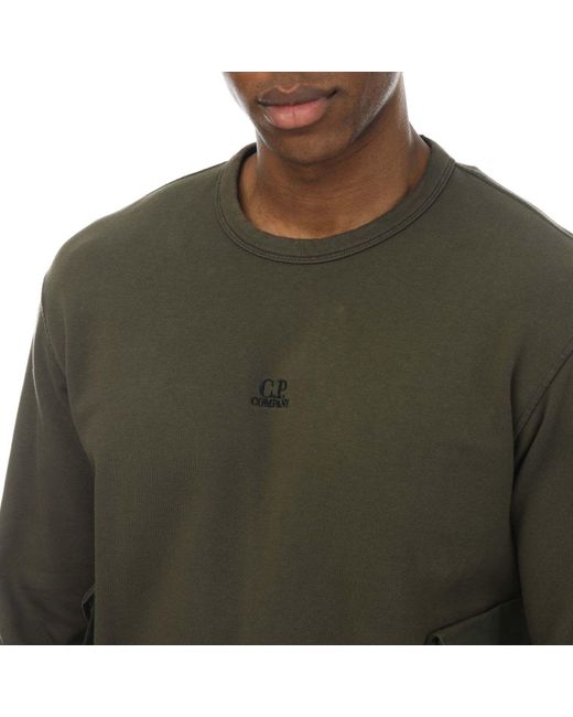 C P Company Green Cotton Fleece Mixed Sweatshirt for men