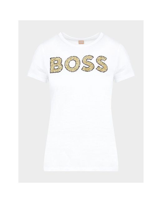 Boss White Sequin Logo T-shirt