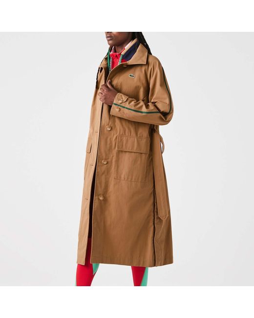 Lacoste Heritage Cotton Blend Trench Coat in Brown Lyst UK
