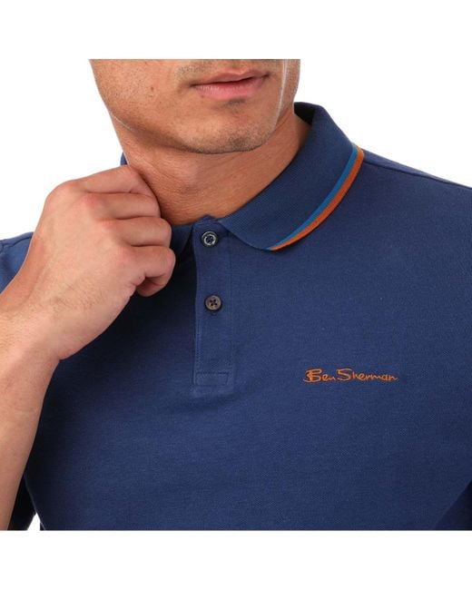 Ben Sherman Blue Twin Tipped Polo Shirt for men