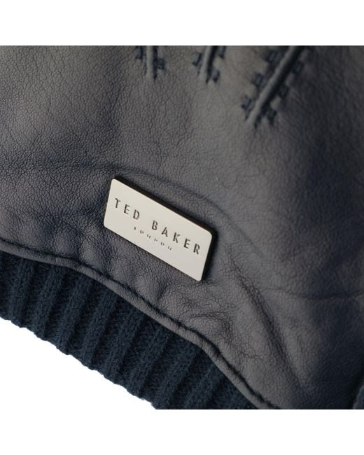 Ted Baker Blue Blockk Leather Gloves for men