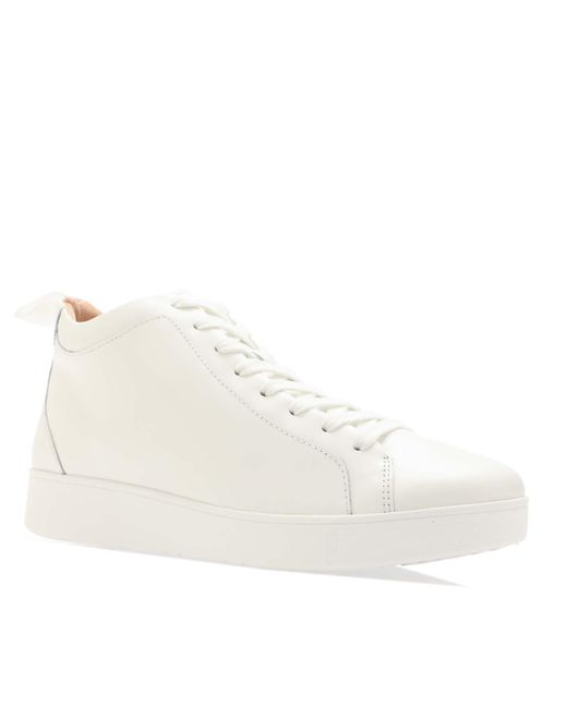 Fitflop White Fit Flop Rally Leather High Top Trainers