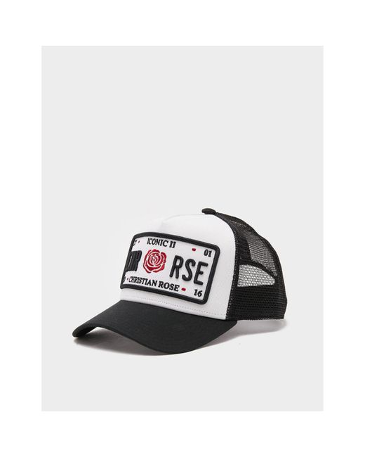 Christian Rose White Iconic 2 Trucker Baseball Cap for men