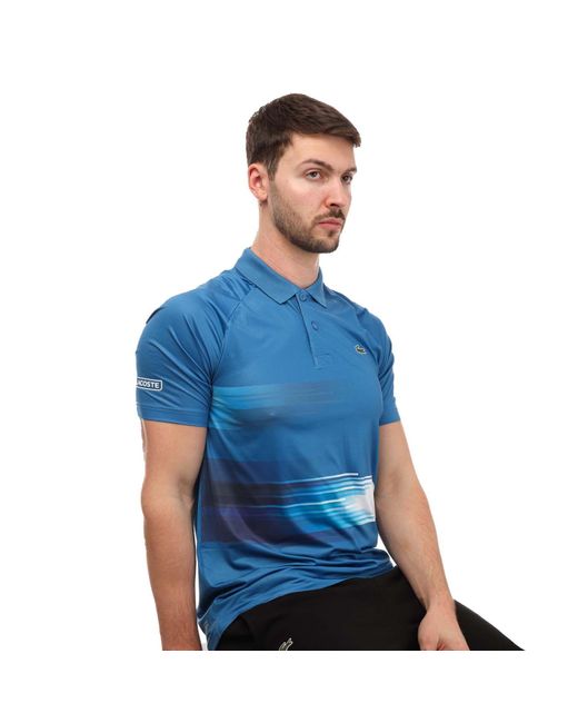 Lacoste Blue Sport Novak Djokovic Print Stretch Polo Shirt for men
