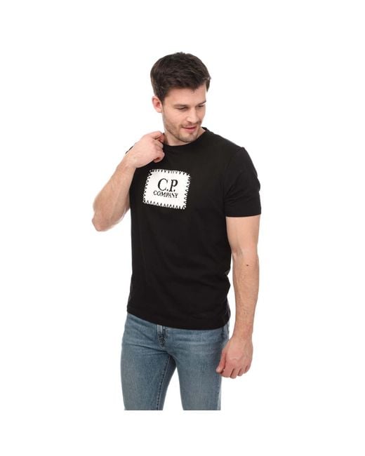 C P Company Black Jersey Label Style Logo T-Shirt for men