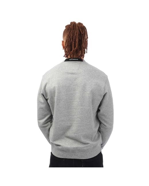 C P Company Gray Diagonal Raised Fleece Sweatshirt for men