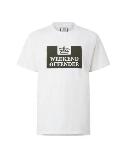 Weekend Offender White Mcmoney Lettering Graphic Crew Neck Short Sleeve T-Shirt for men