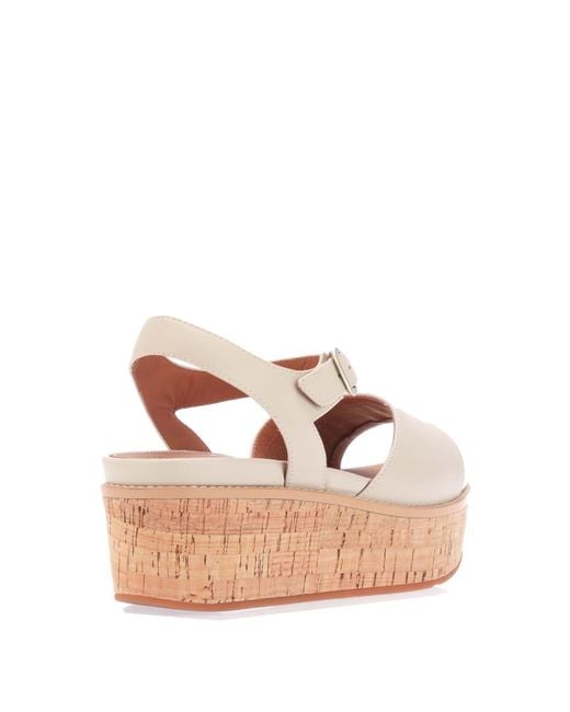Fitflop Natural Eloise Leather Back-strap Wedge Sandals