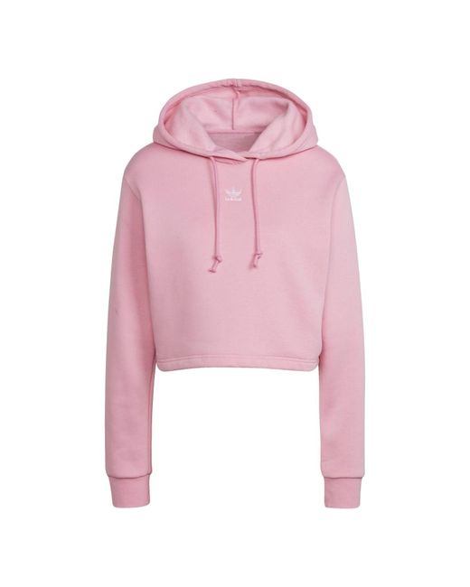 Adidas Originals Pink Adicolor Essentials Crop Fleece Hoody