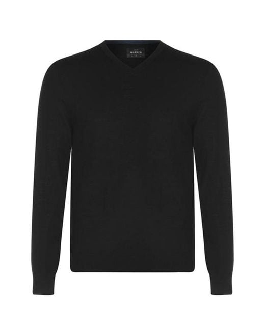 Howick Black Merino V Neck Sweatshirt for men