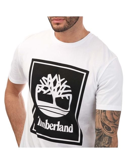 Timberland White Front Stack Logo T-shirt for men