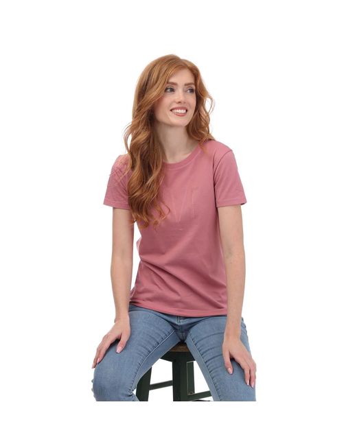 Armani Red Ladies Crew Neck T-Shirt Cotton