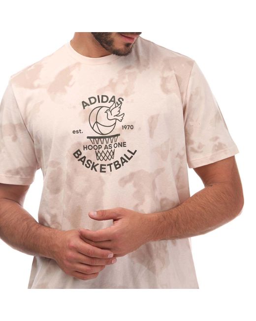 Adidas Pink Worldwide Hoops Basketball Graphic T-shirt for men