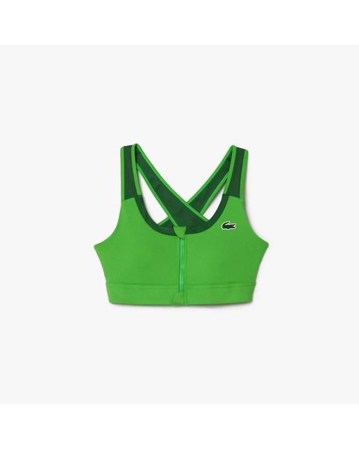 Lacoste Green Sport Zipped Colour Block Stretch Bralette