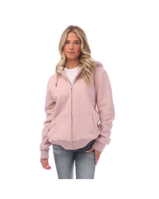 Superdry Pink Borg Lined Zip Hoodie