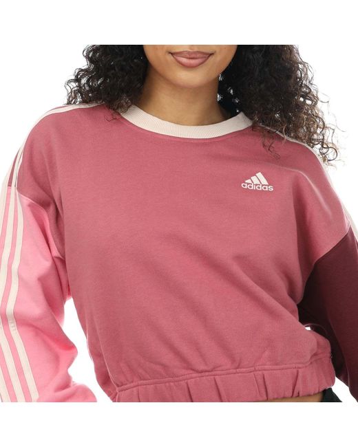 Adidas Red Essentials 3-stripes Sweatshirt