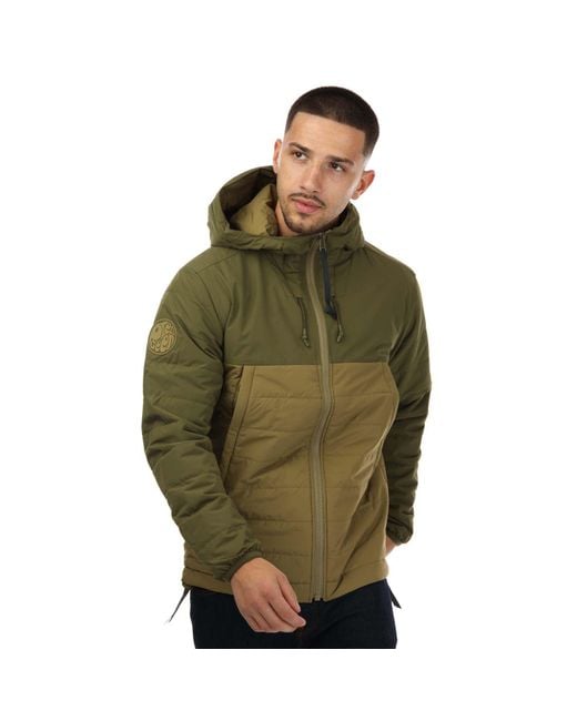 Pretty Green Green Tilby Quilted Colour Block Jacket for men