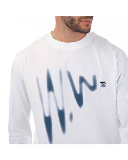 WOOD WOOD White Herc Shadow Long Sleeve T-shirt for men