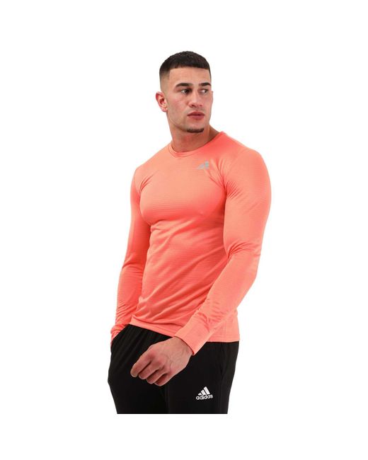Adidas Red Own The Run Long Sleeve Top for men